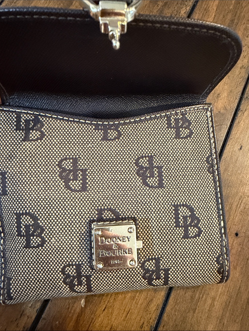 Dooney & Bourke Brown/Tan Signature Bifold Wallet - Picture 5 of 5